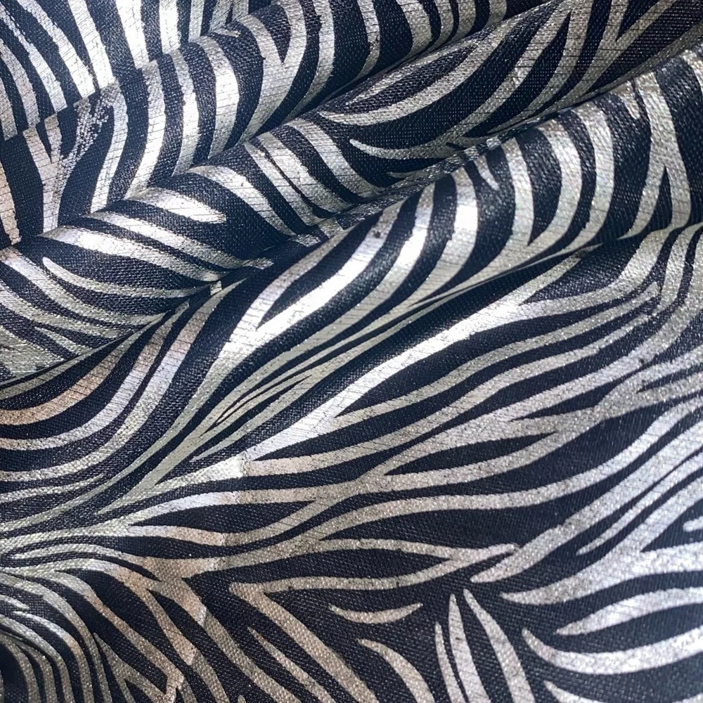 ZEBRA PRINT SILK STYLE FASHION SCARF Elegant & Versatile Black w/Silver Stripes